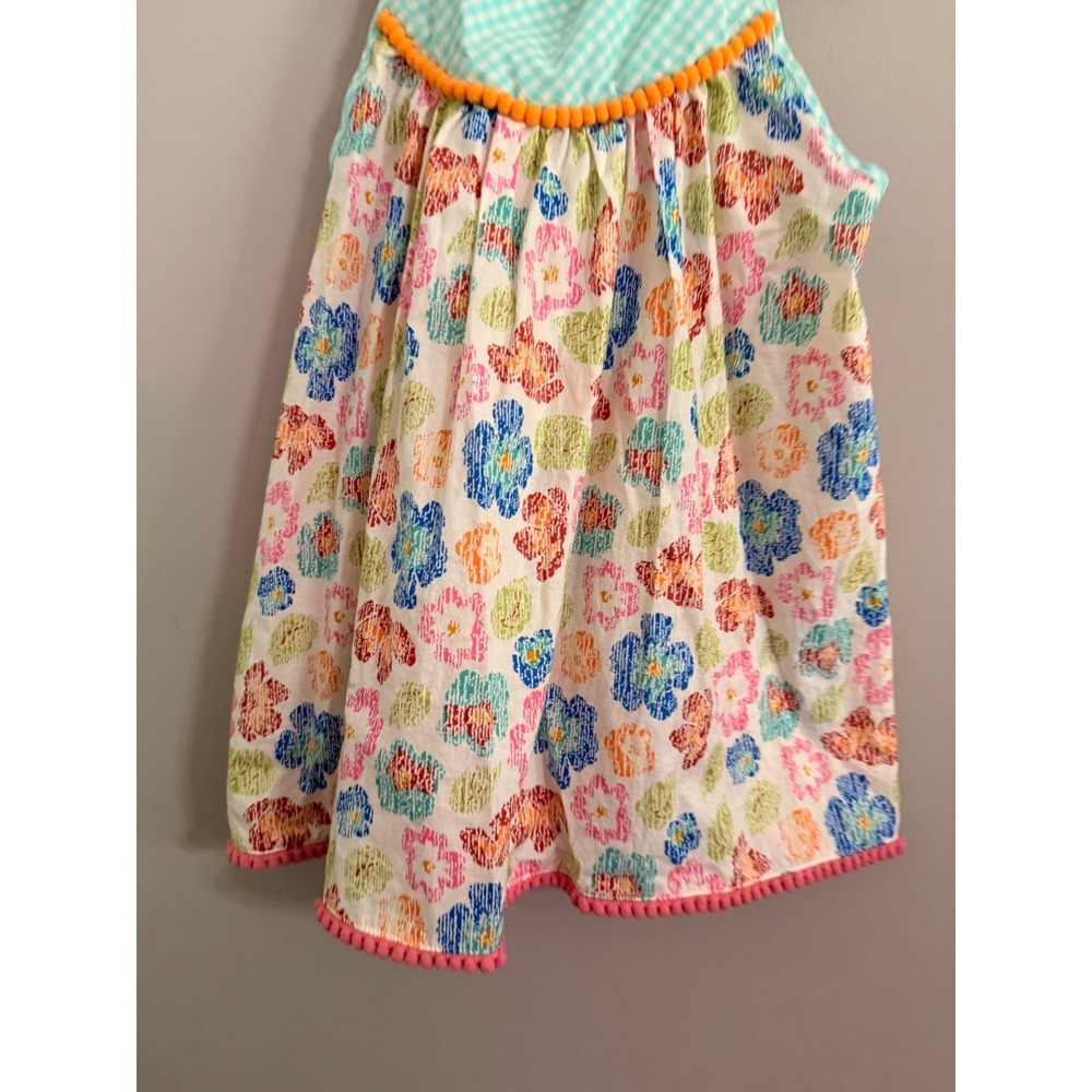 Cute Girly Floral Dress Twirl Ruffle Gingham Halter Neck Kids‎ Size 8 - Picture 2 of 4